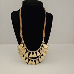 Necklace double strand gold triangle charms